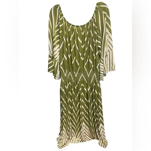 Green and White Chevron Women's Dress 3X - Picture 1 of 4